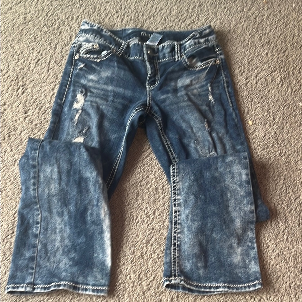 Women's Distressed Blue Jeans